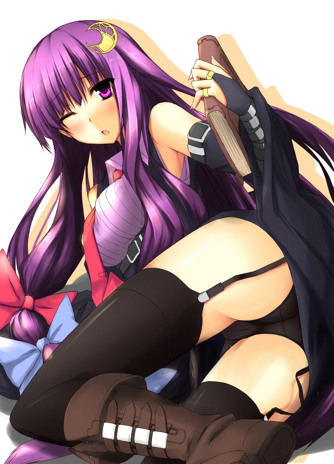 pantsu patchouli_knowledge stockings thighhighs touhou tozuka_natsuru