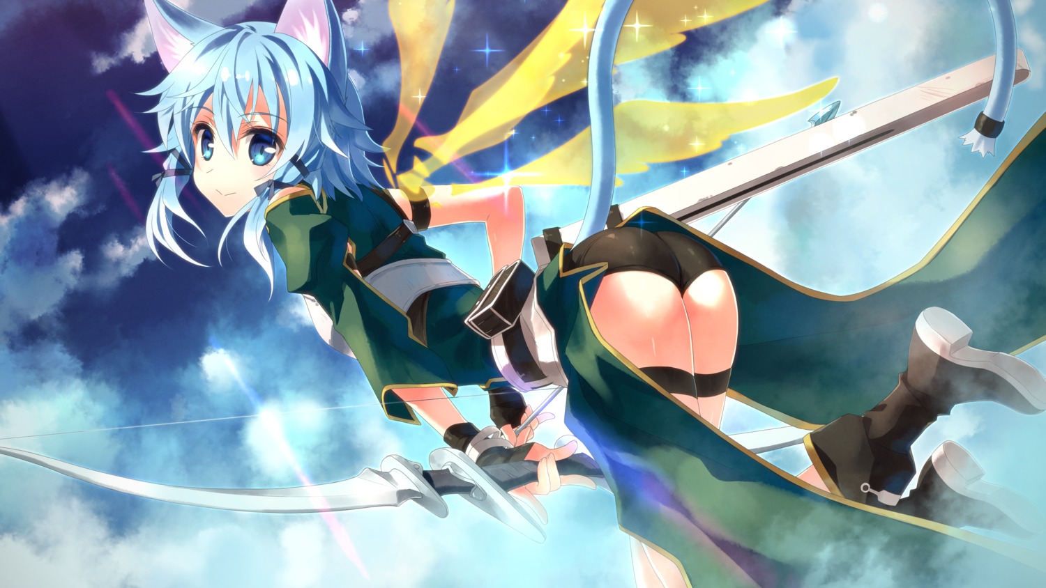 alfheim_online animal_ears ass heels nekomimi sinon studio_s.d.t. sword_art_online tail wallpaper weapon wings yuuki_tatsuya