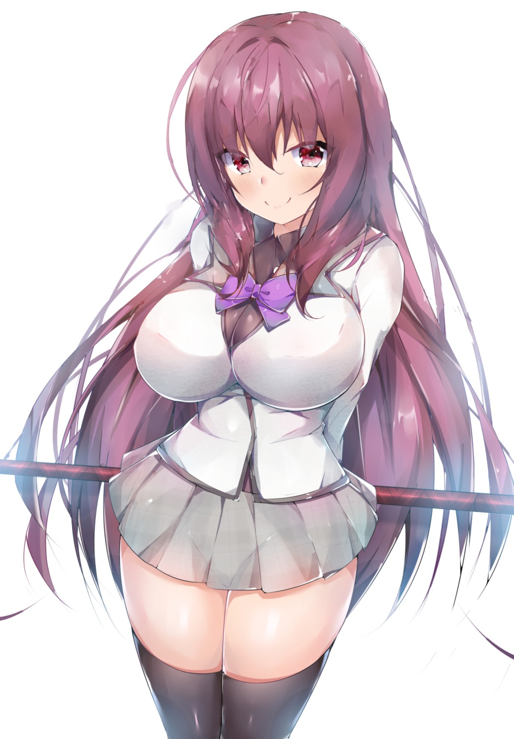 fate/grand_order scathach_(fate/grand_order) see_through seifuku thighhighs twiska_(doubitian)