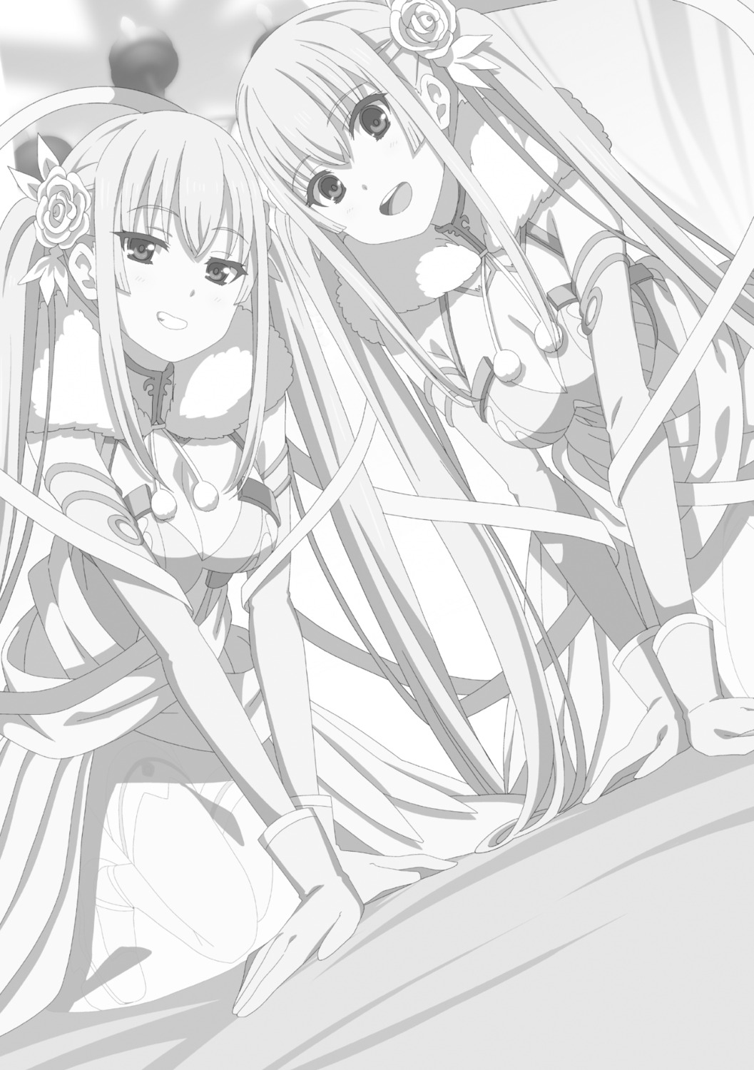 cleavage dress ikawa_waki mitou_shoukan://blood_sign monochrome see_through thighhighs