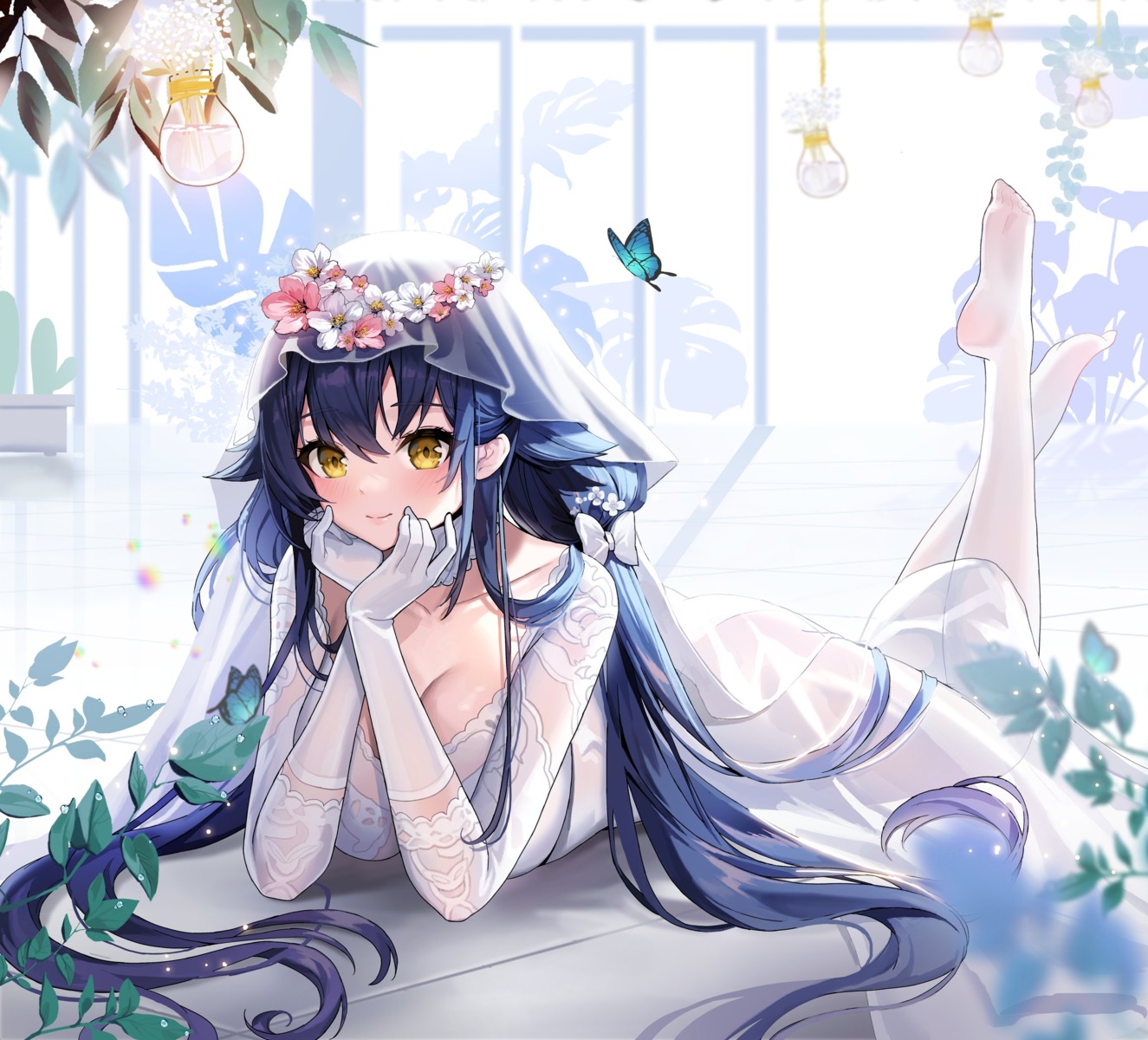 azuma_(azur_lane) azur_lane dress feet hyoin no_bra see_through wedding_dress