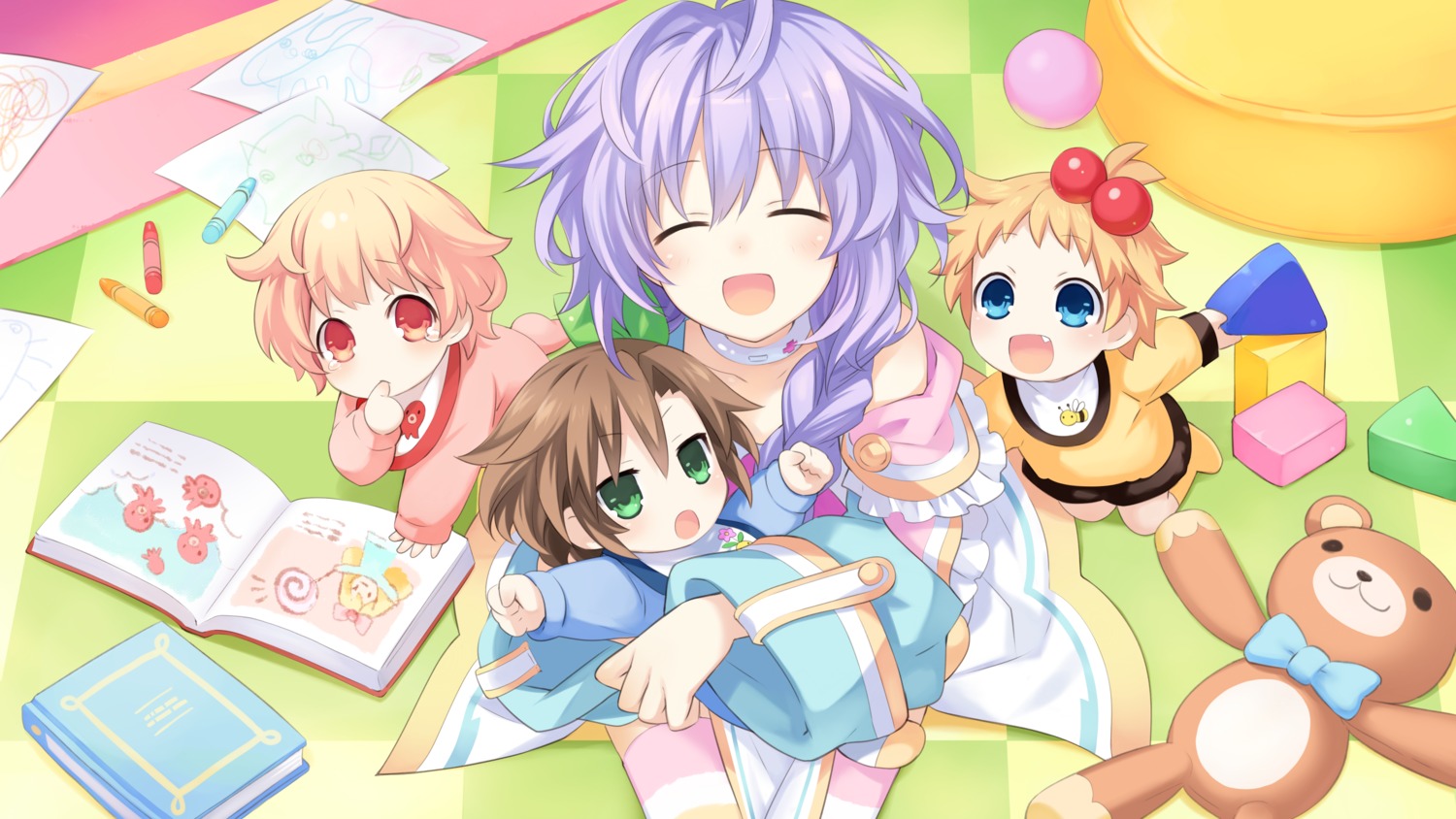 choujigen_game_neptune compa game_cg if_(choujigen_game_neptune) kami_jigen_game_neptune_re;birth3 peashy pururut thighhighs tsunako