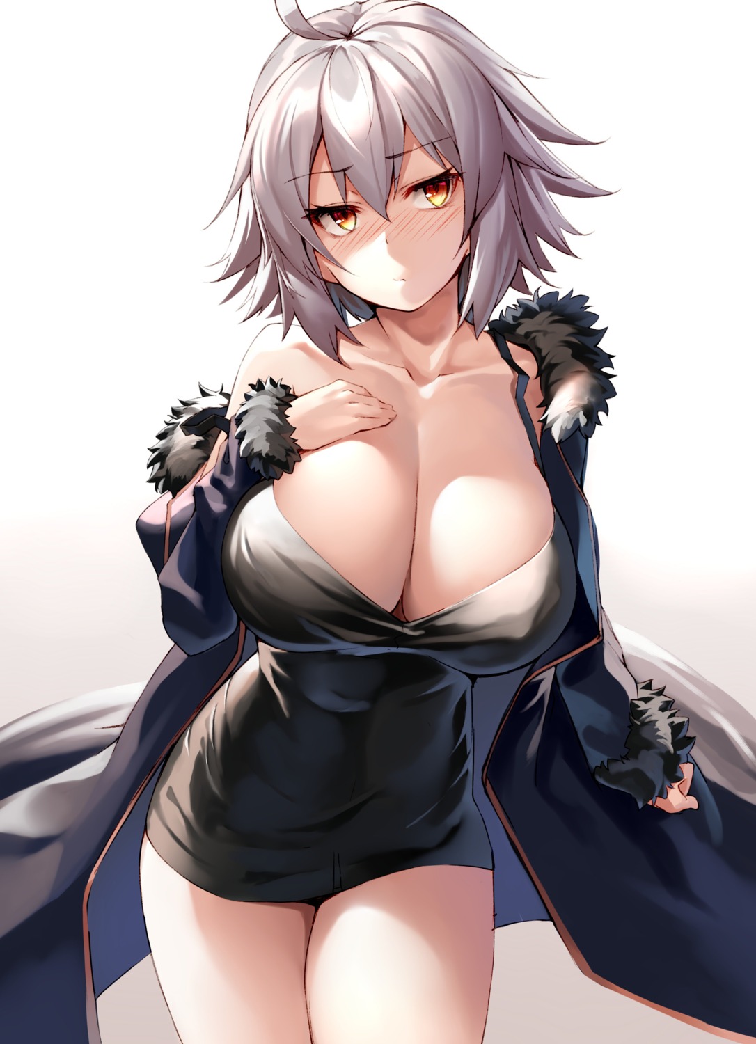 breast_hold fate/grand_order jeanne_d'arc jeanne_d'arc_(alter)_(fate) no_bra syunichi