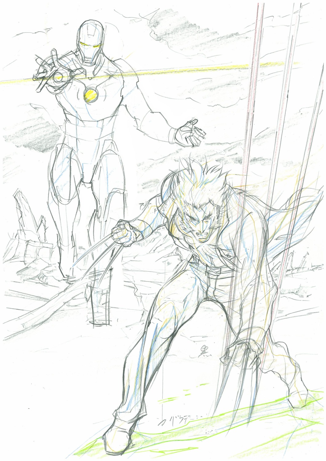 iron_man male marvel sketch wolverine x-men