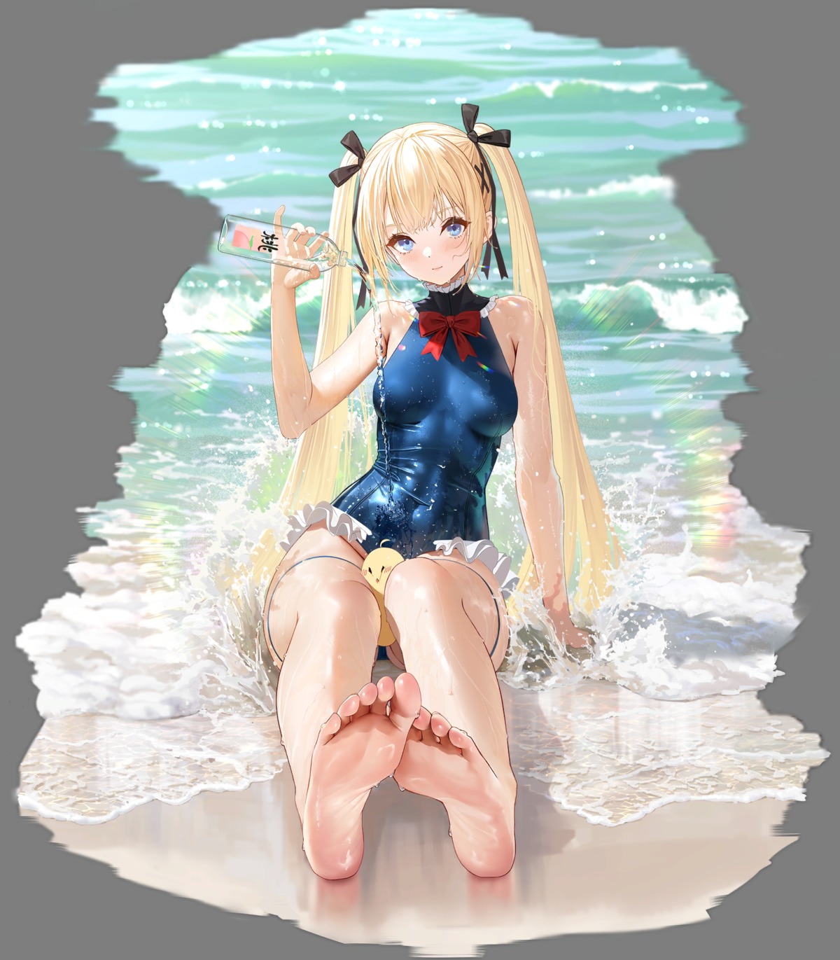 azur_lane crossover dead_or_alive feet garter manjuu_(azur_lane) marie_rose swimsuits transparent_png wet yunsang