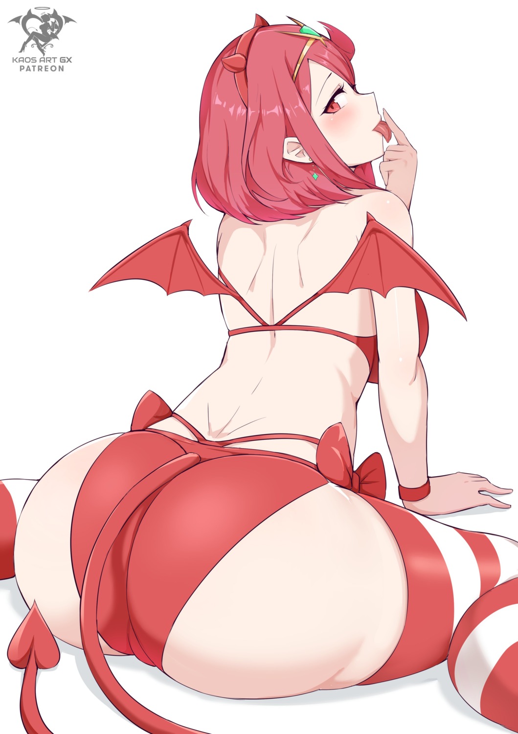 ass bikini devil homura_(xenoblade_2) horns kaos_art swimsuits tail thighhighs wings xenoblade xenoblade_chronicles_2