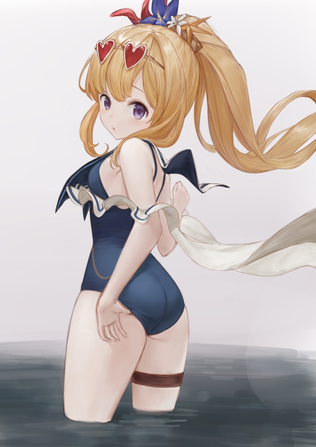 anouetto ass cagliostro_(granblue_fantasy) garter granblue_fantasy megane school_swimsuit swimsuits wet