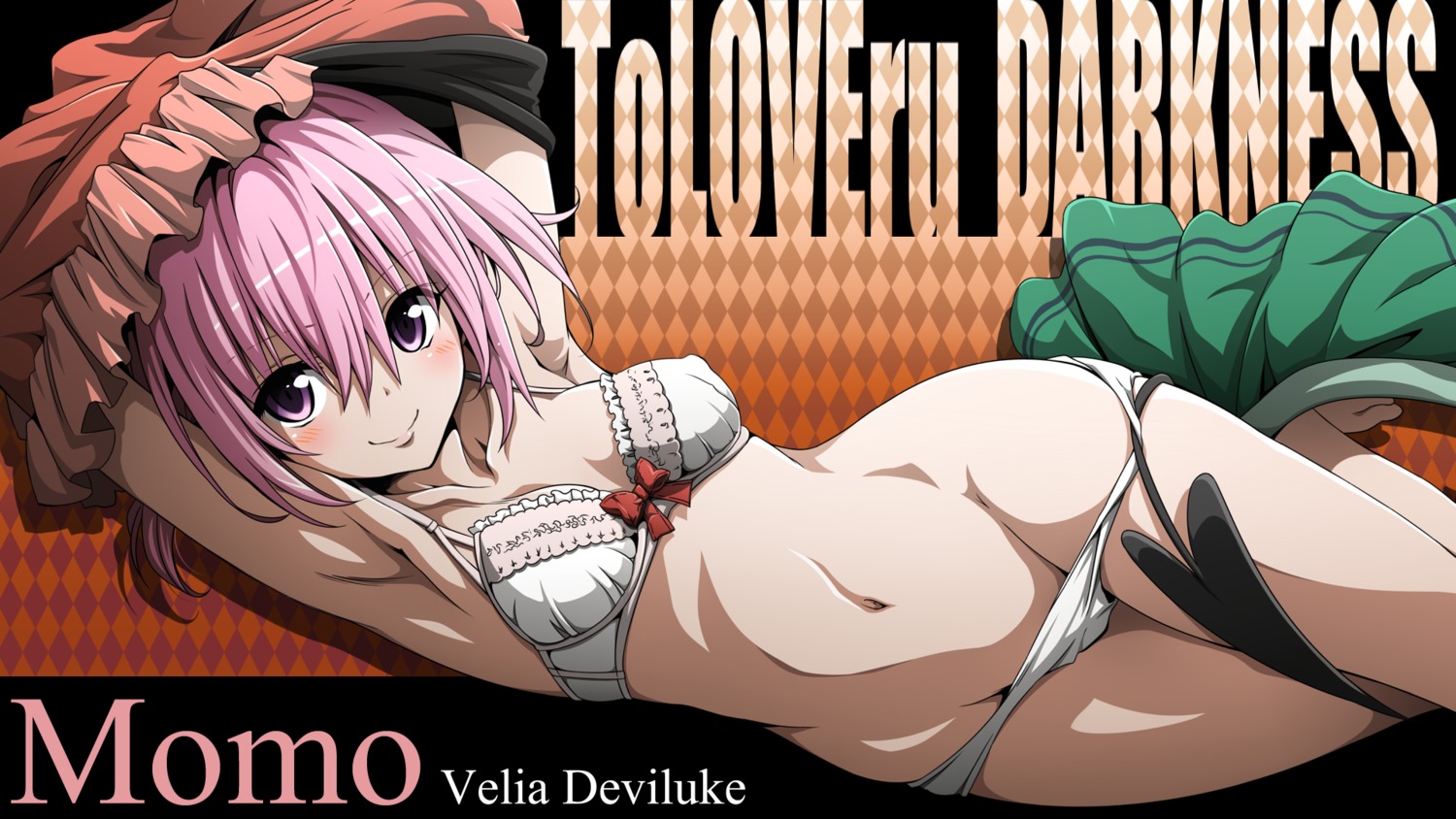 bra erect_nipples momo_velia_deviluke pantsu panty_pull tail to_love_ru to_love_ru_darkness toshi5765 undressing wallpaper