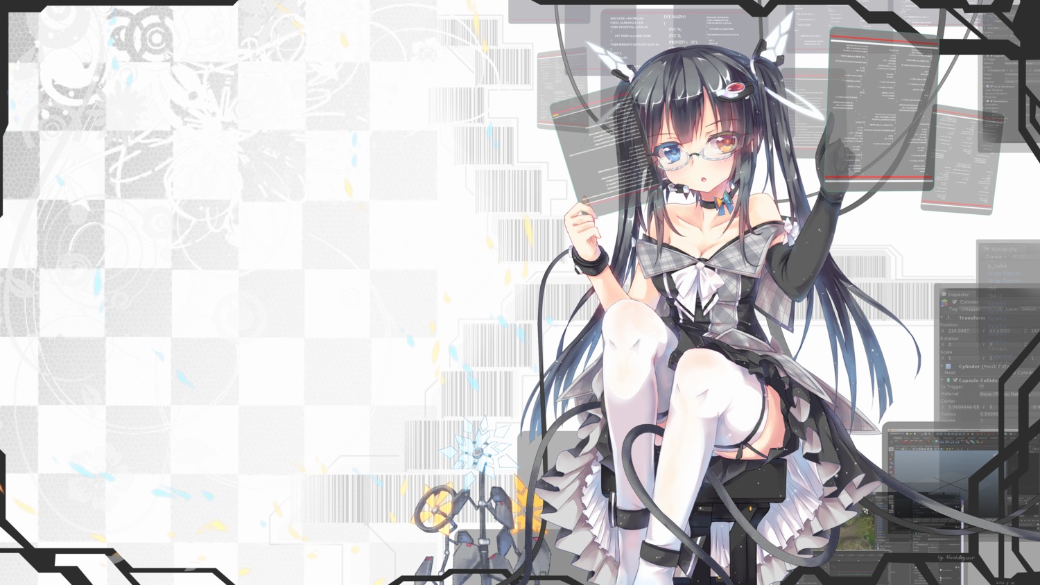 abyss_of_parliament cleavage heterochromia megane stockings thighhighs