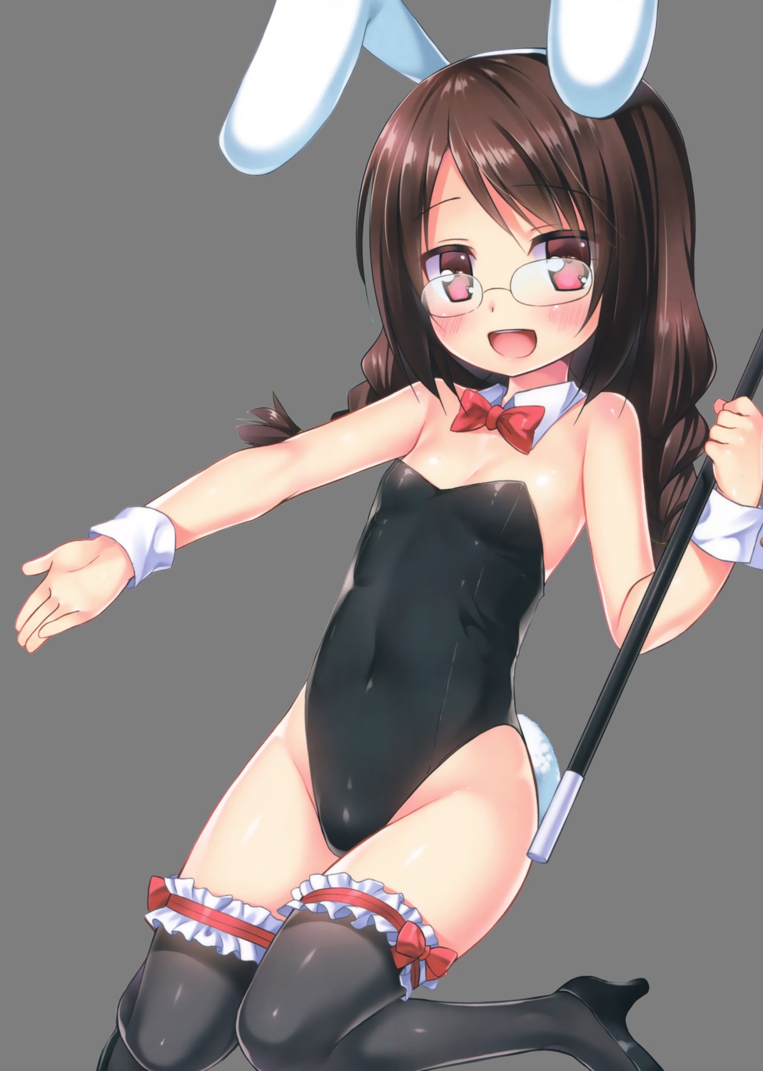 animal_ears bunny_ears bunny_girl cleavage garter heels loli megane no_bra nopan tail thighhighs transparent_png yukino_minato