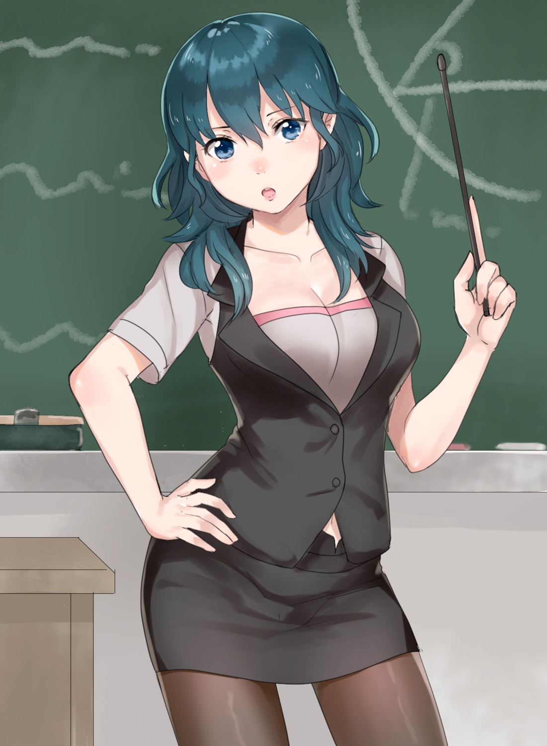 byleth_(fire_emblem) cleavage fire_emblem fire_emblem_three_houses haru_(nakajou-28) pantyhose pointy_ears