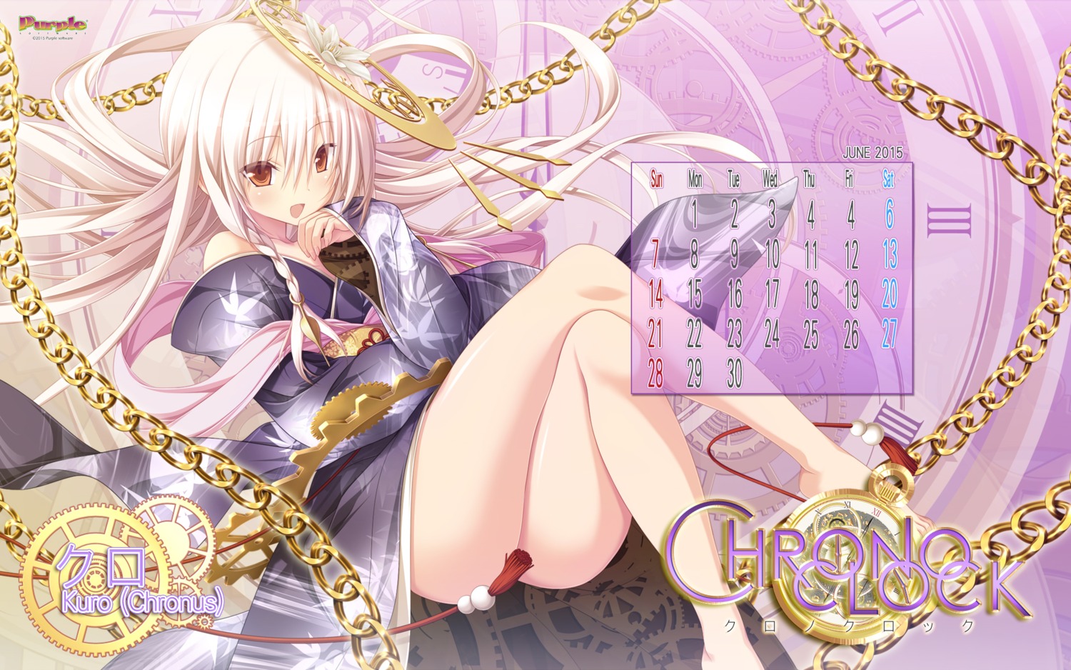 calendar censored chrono_clock feet kimono koku kuro_(chrono_clock) purple_software wallpaper