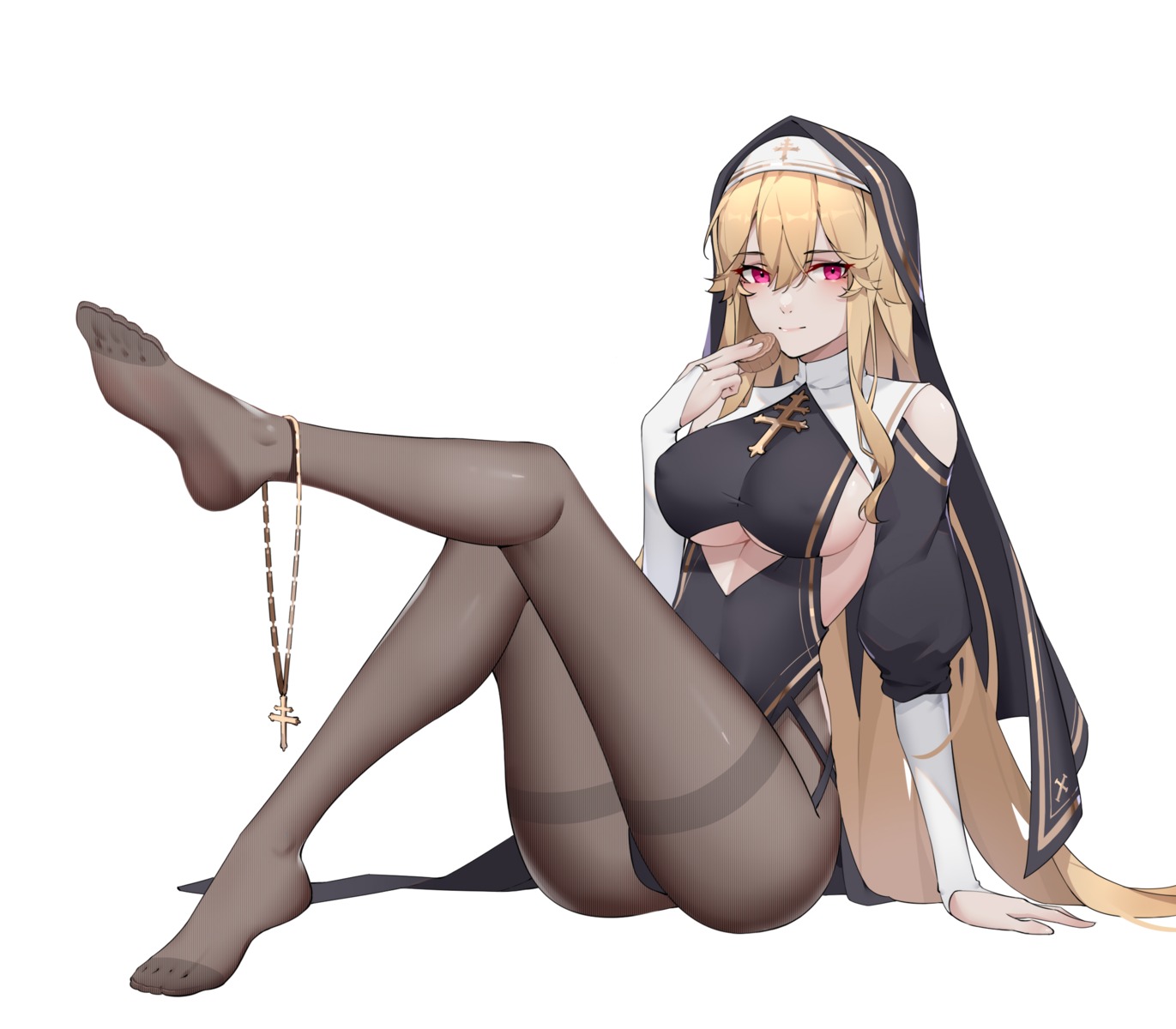 azur_lane erect_nipples feet no_bra nun pantsu pantyhose richelieu_(azur_lane) thong wsfw