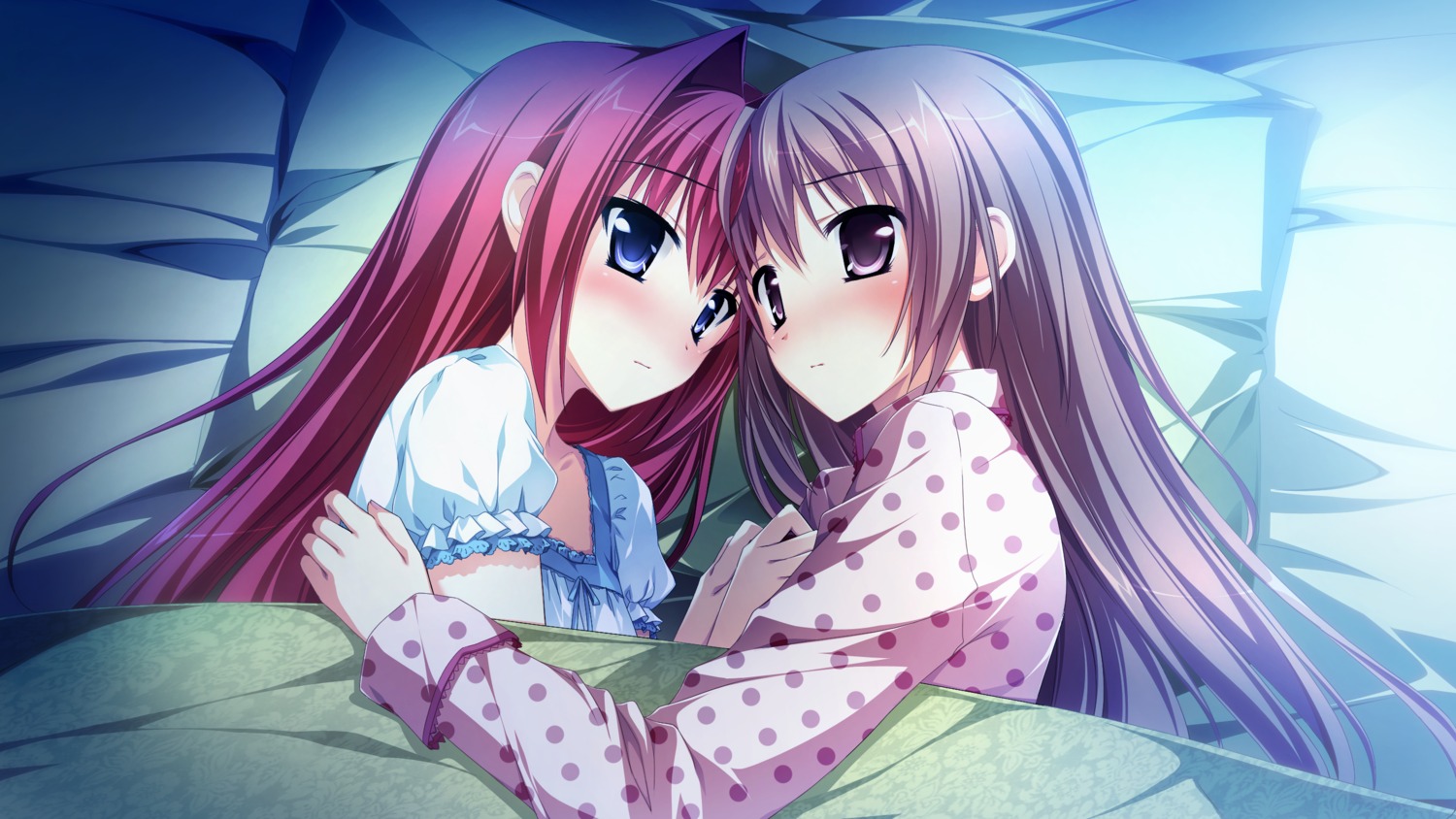 ensemble_(company) game_cg kimishima_ao miyama_mizuki ootori_rena otome_ga_tsumugu_koi_no_canvas pajama trap