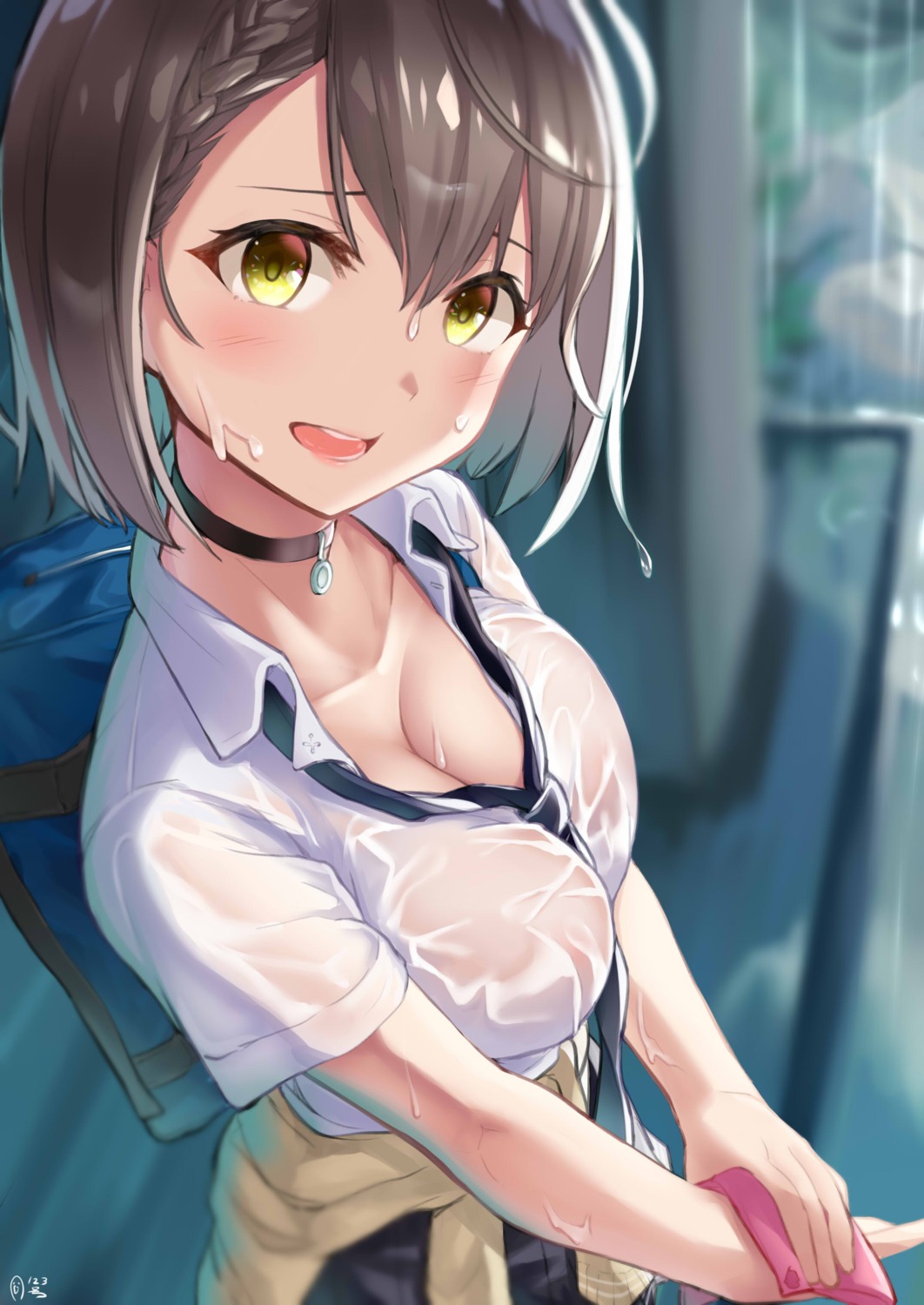 azur_lane baltimore_(azur_lane) kijibato_123-gou no_bra see_through seifuku sweater wet wet_clothes