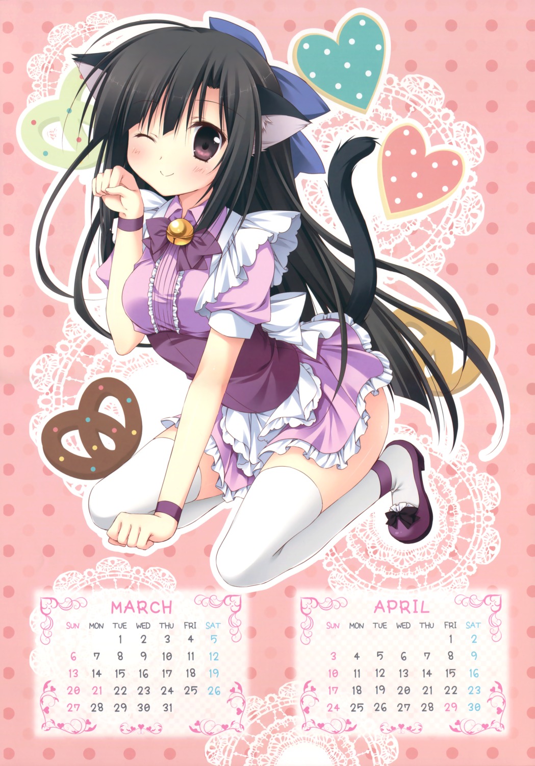 animal_ears calendar gakuou heels korie_riko maid mujin_shoujo nekomimi sorano tail thighhighs