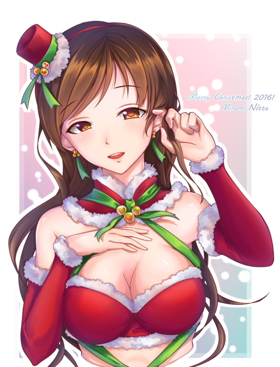 christmas cleavage ichigo_(artist) nitta_minami the_idolm@ster the_idolm@ster_cinderella_girls