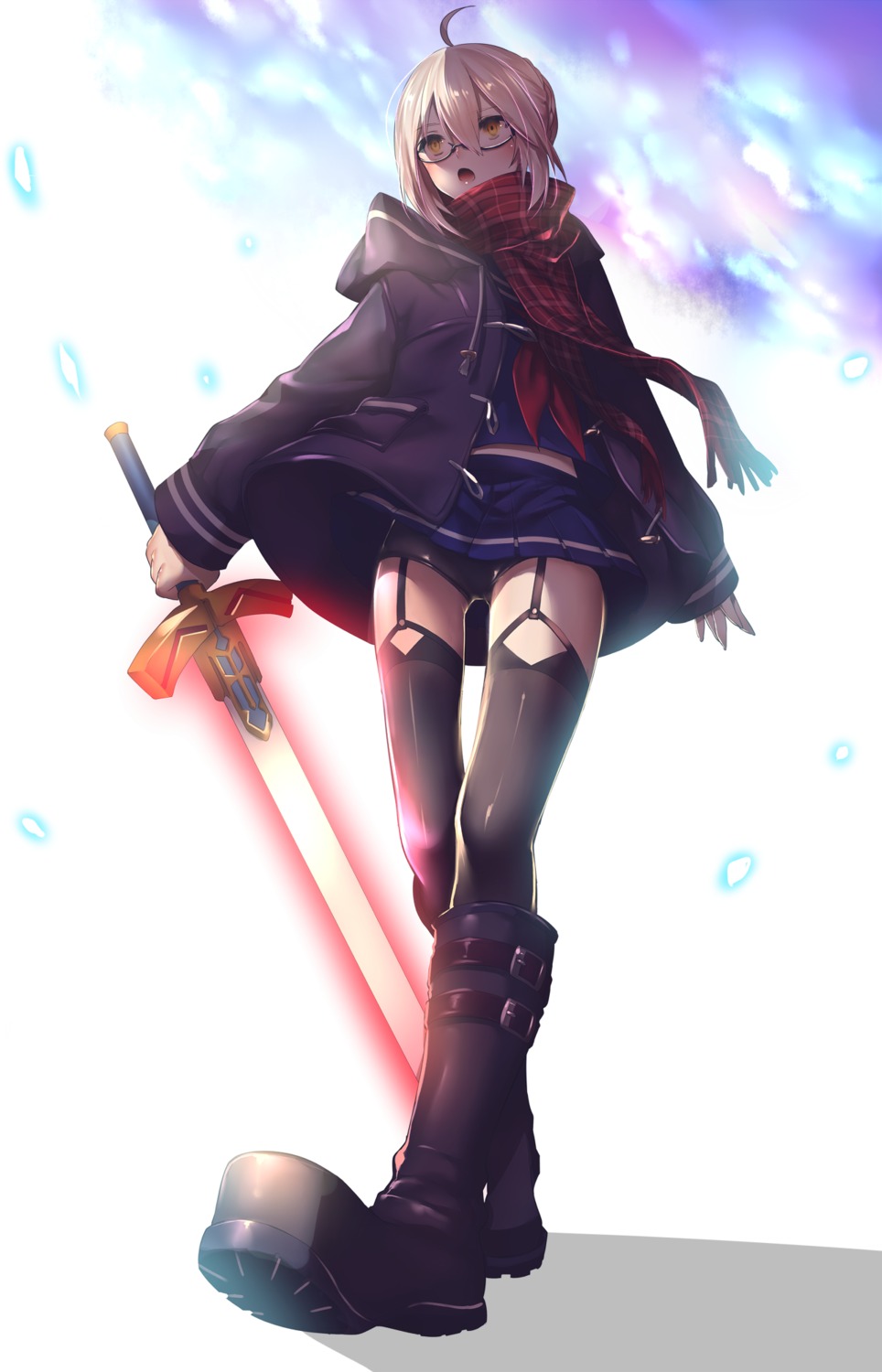 buruma fate/grand_order heroine_x_alter megane rahato seifuku stockings sword thighhighs