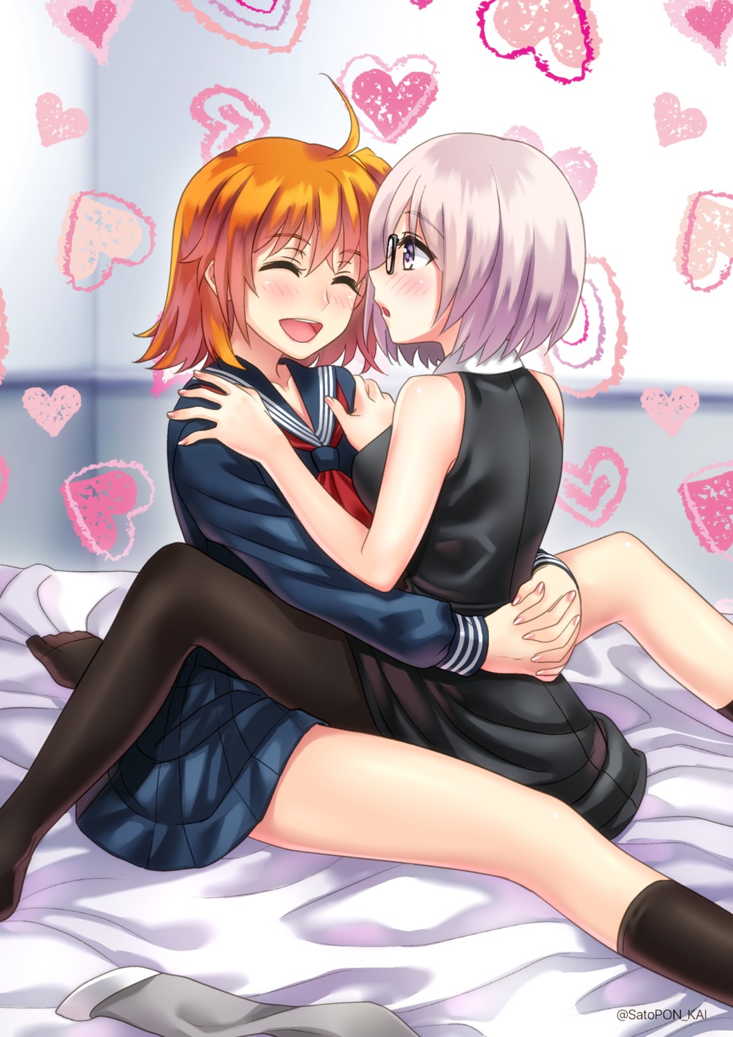 fate/grand_order fujimaru_ritsuka_(female) mash_kyrielight megane pantyhose sato-pon seifuku yuri