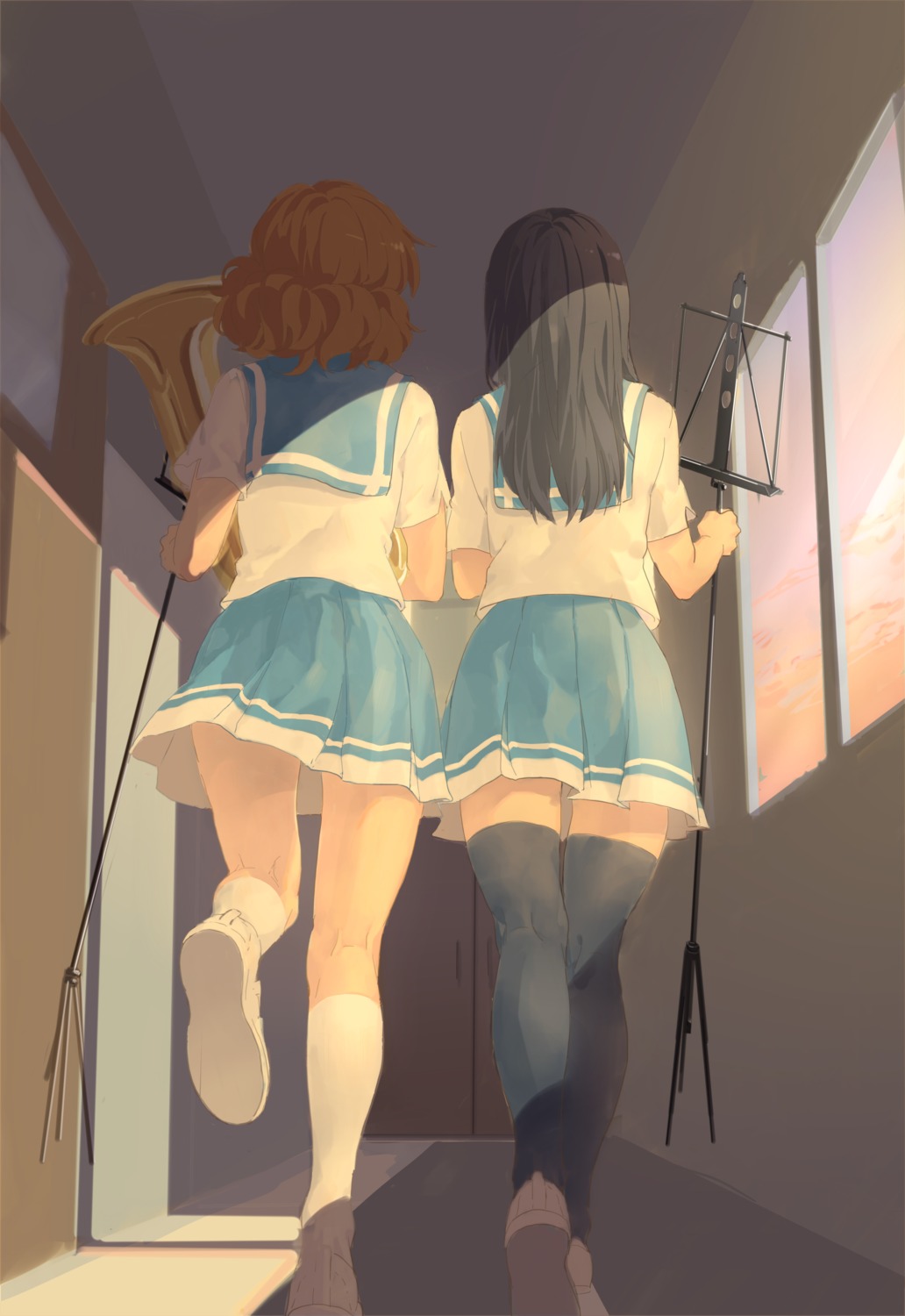 hibike!_euphonium kousaka_reina oumae_kumiko seifuku sworgun thighhighs