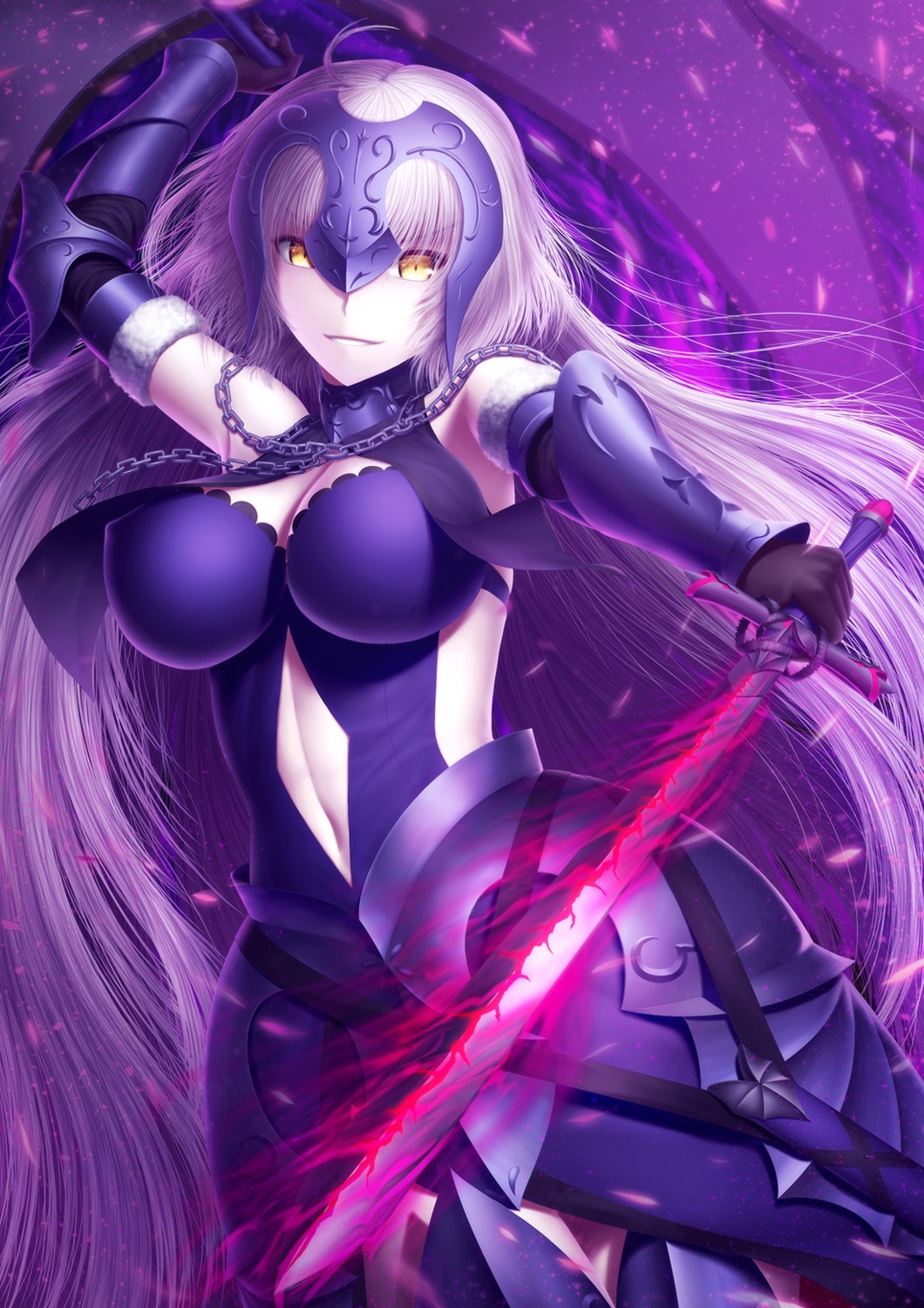 armor cleavage fate/grand_order jeanne_d'arc jeanne_d'arc_(alter)_(fate) masatoki sword