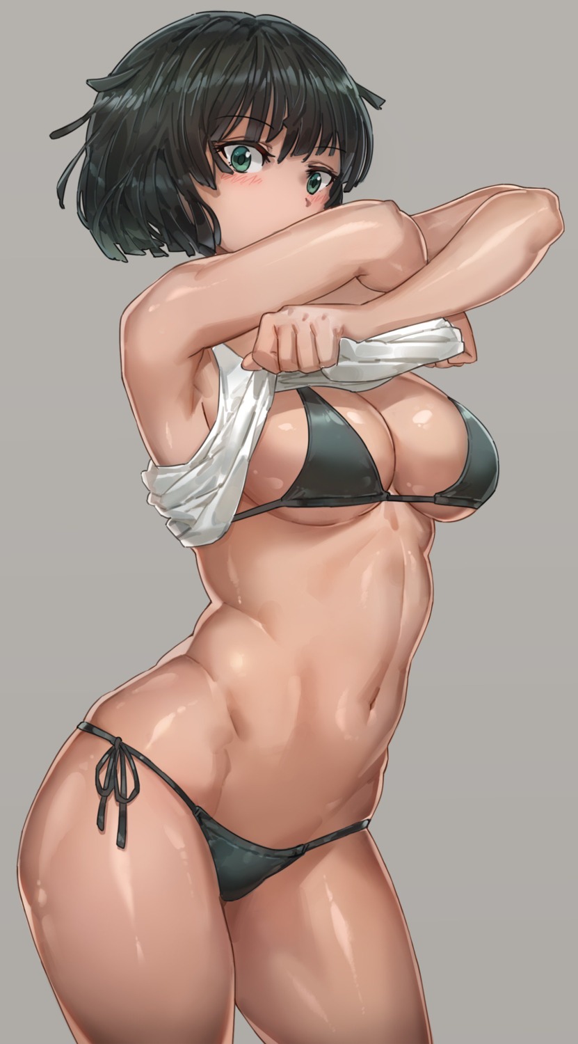 bikini cleavage free_style_(yohan1754) fubuki_(one_punch_man) one_punch_man shirt_lift swimsuits underboob