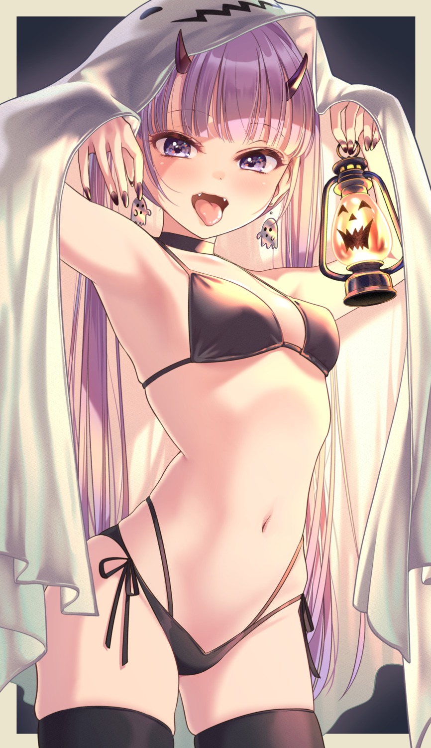 bikini halloween horns swimsuits thighhighs tokunou_shoutarou