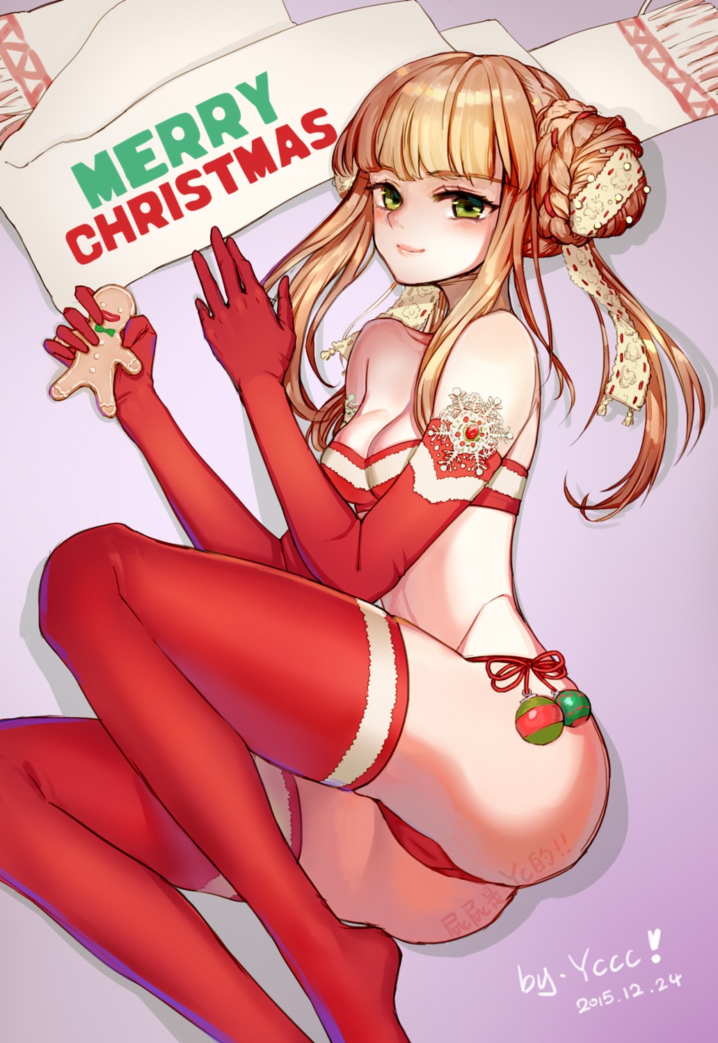 bra cameltoe christmas cleavage pantsu string_panties thighhighs yccc