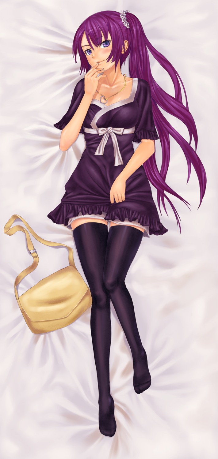 bakemonogatari dress lasterk monogatari_(series) senjougahara_hitagi thighhighs