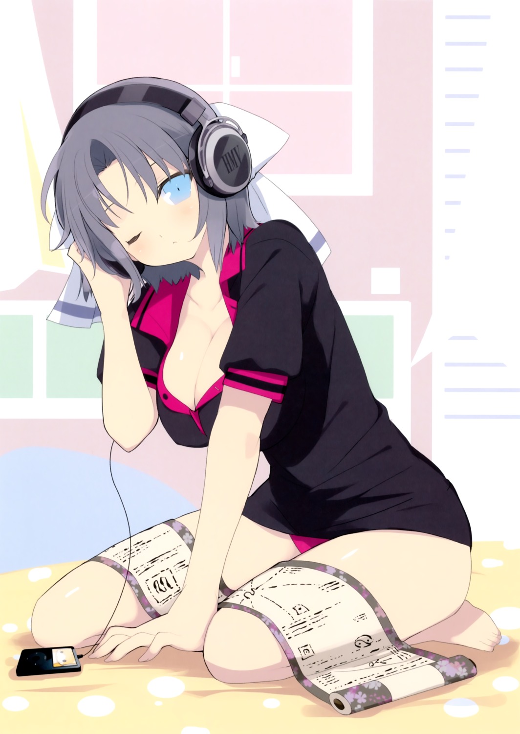 cleavage headphones open_shirt pantsu senran_kagura yaegashi_nan yumi_(senran_kagura)