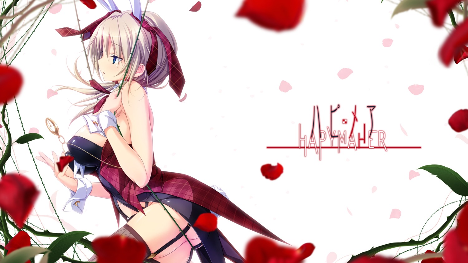 animal_ears bunny_ears bunny_girl hapymaher koku purple_software stockings thighhighs wallpaper yayoi_b._lutwidge