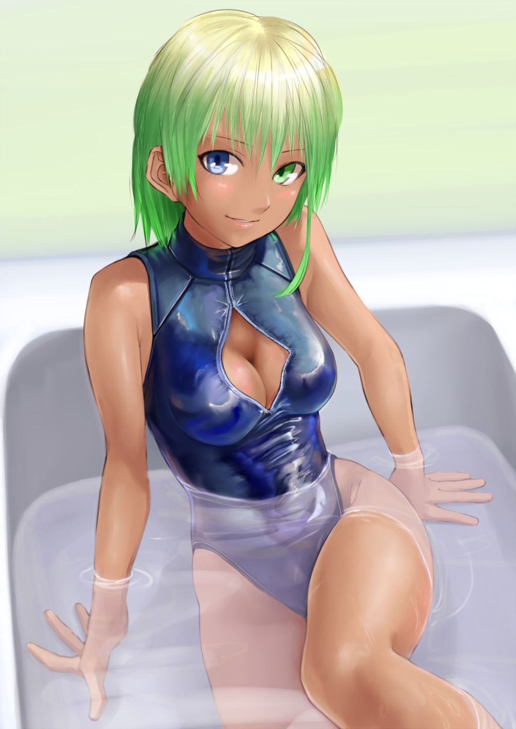 cleavage heterochromia kilye_4421 swimsuits wet