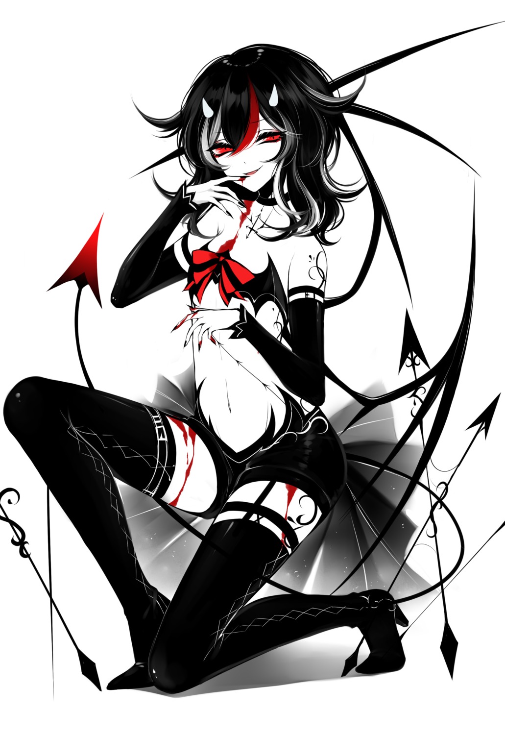 blood heels horns kijin_seija sheya stockings tattoo thighhighs touhou wings