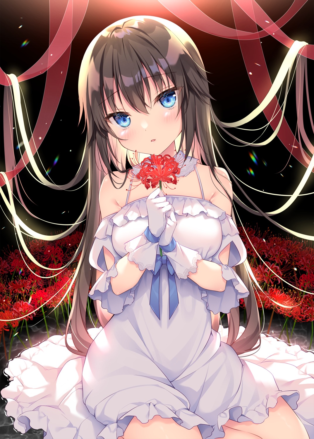 dress shikitani_asuka skirt_lift suzushi_mirai wedding_dress