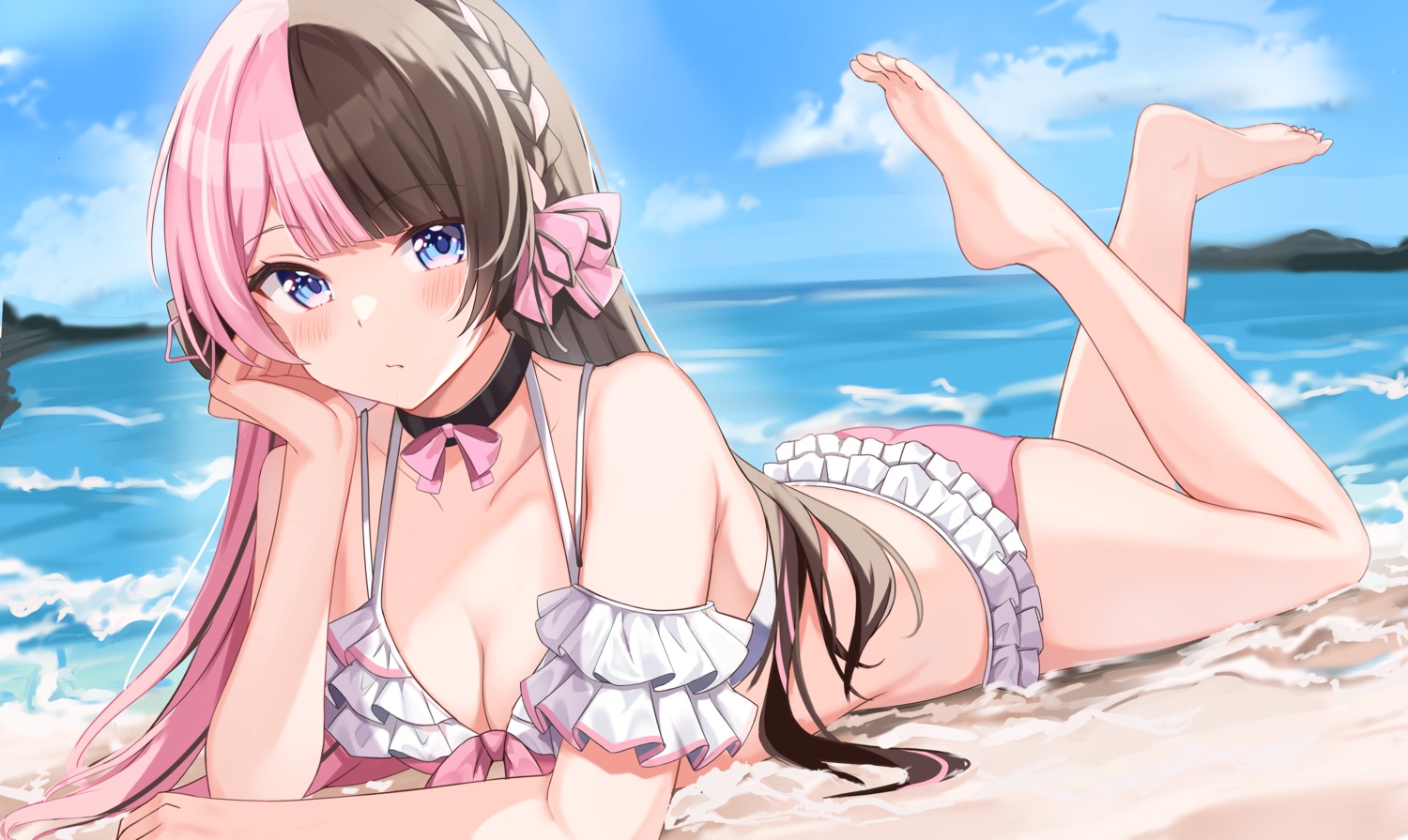 bikini cleavage feet iris_black_games sitisaie swimsuits tachibana_hinano vspo! wet