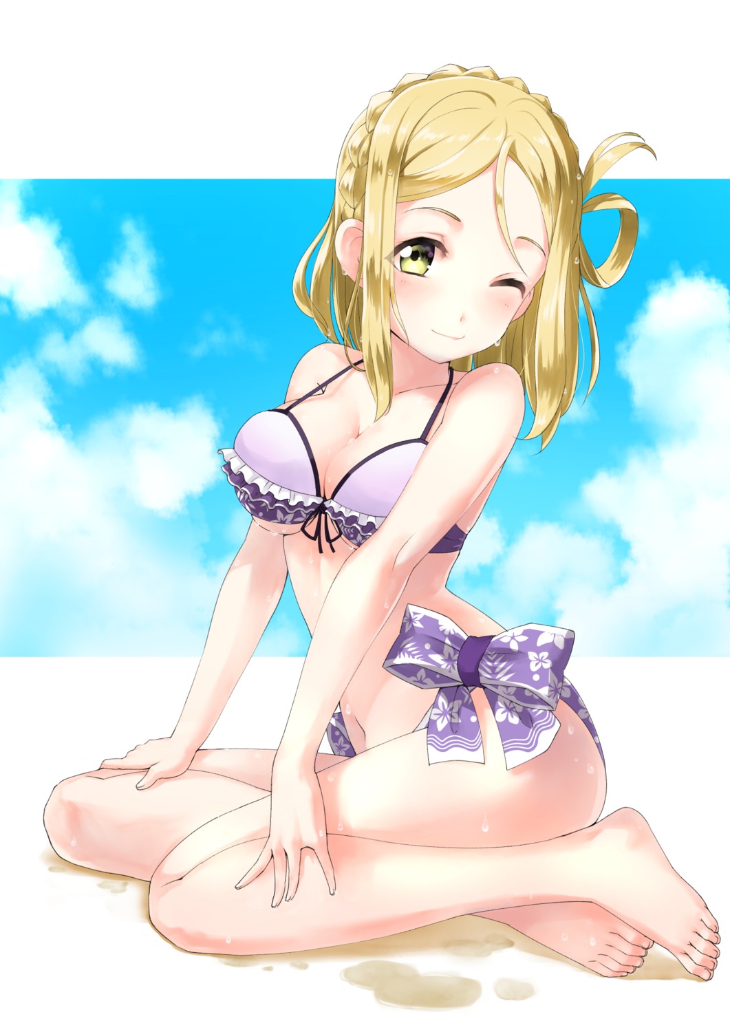 bikini cleavage love_live!_sunshine!! ohara_mari rin2008 swimsuits underboob wet