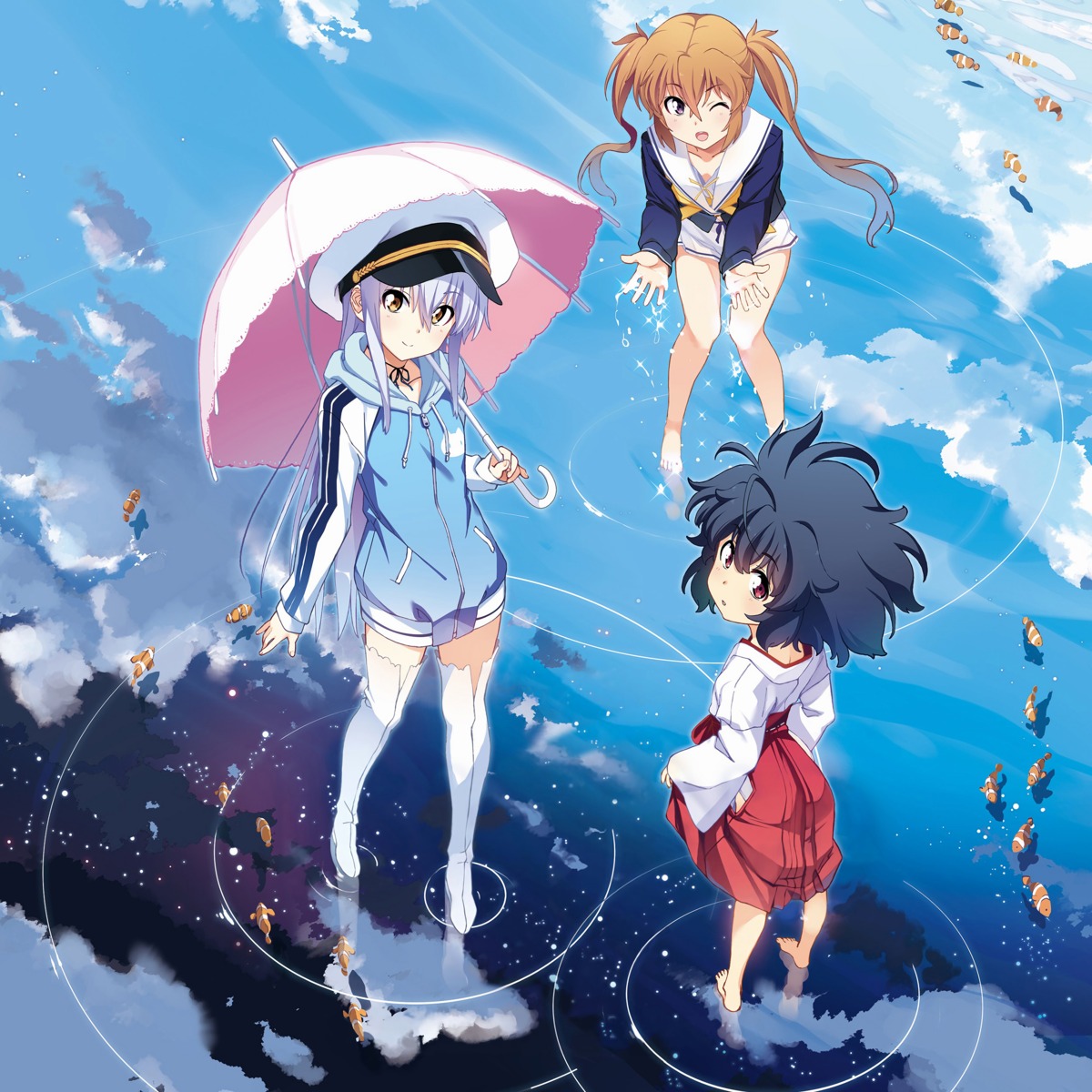 detexted disc_cover front_wing garandou_sara island_(game) kurutsu_karen kuuchuu_yousai miko ohara_rinne seifuku thighhighs umbrella wet