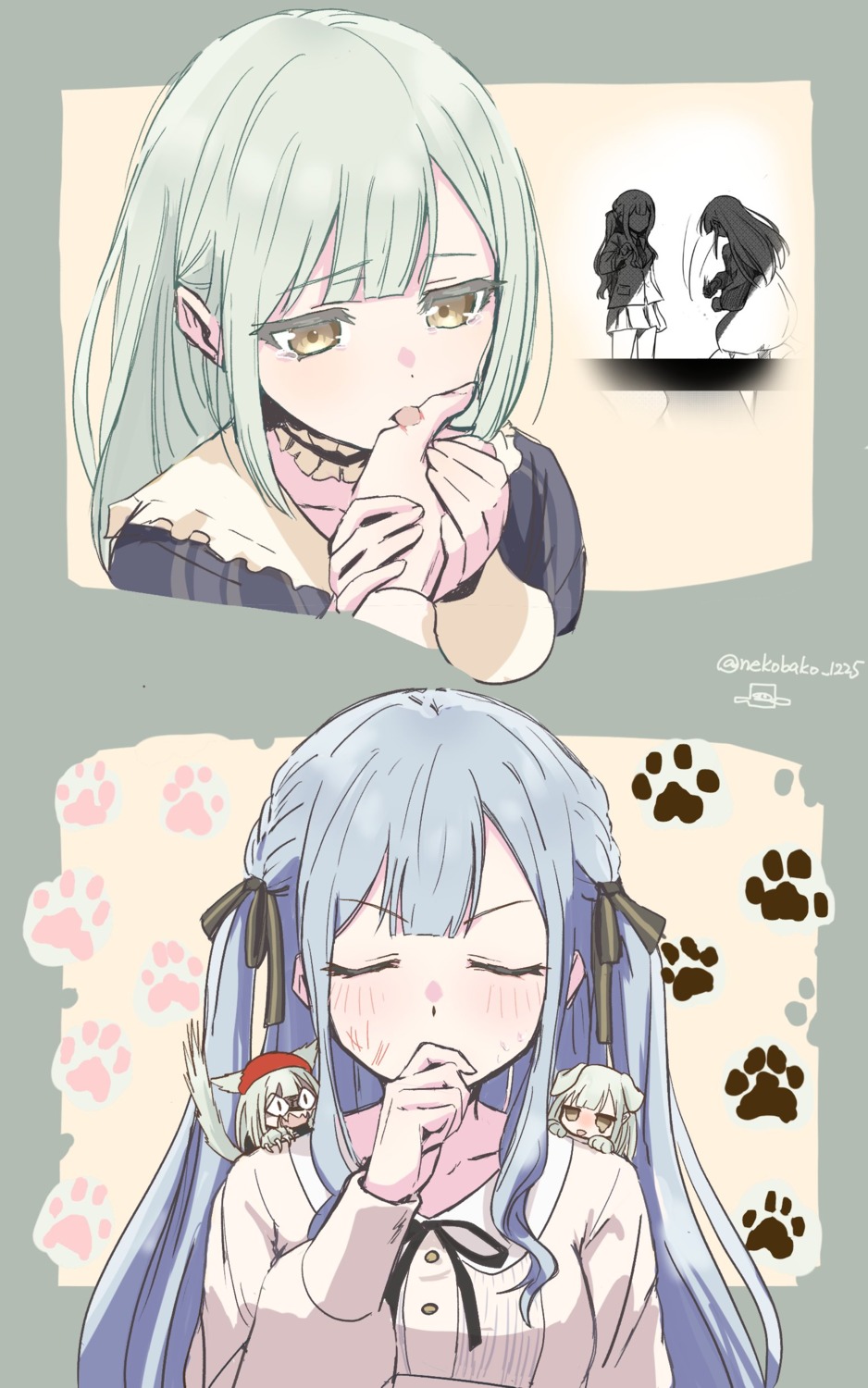 animal_ears bang_dream! chibi omochi_inu_nekobako seifuku sketch tagme tail togawa_sakiko wakaba_mutsumi