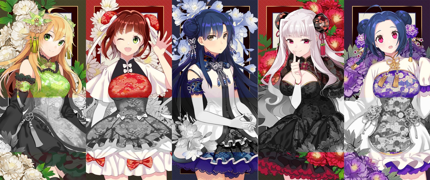 72producer amami_haruka asian_clothes cleavage dress hoshii_miki kisaragi_chihaya miura_azusa shijou_takane the_idolm@ster