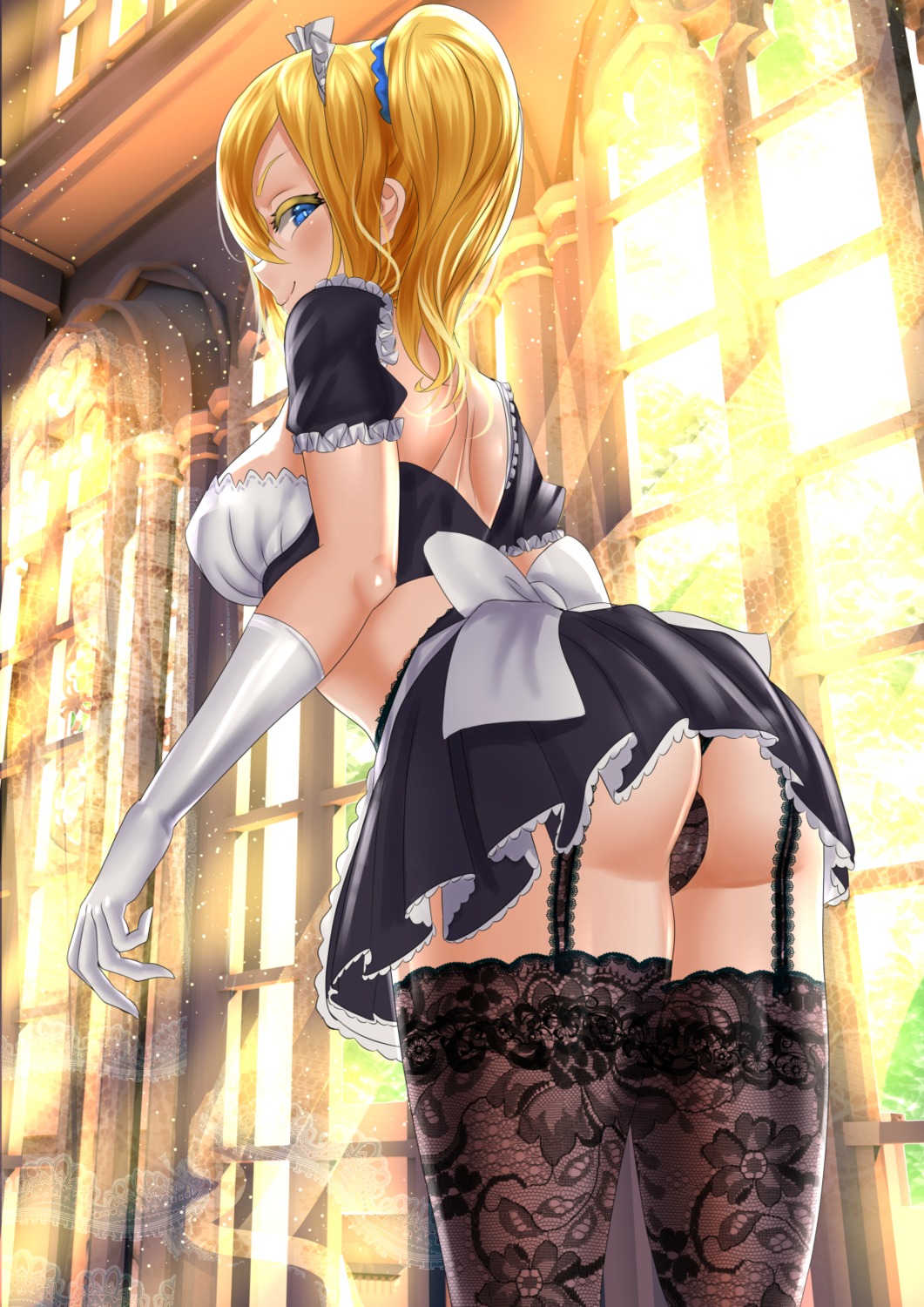 ass cameltoe hayasaka_ai kaguya-sama_wa_kokurasetai_~tensai-tachi_no_renai_zunousen~ kein_hasegawa maid no_bra skirt_lift stockings thighhighs thong