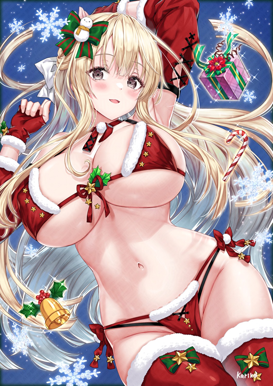 bikini christmas kyariko swimsuits thighhighs