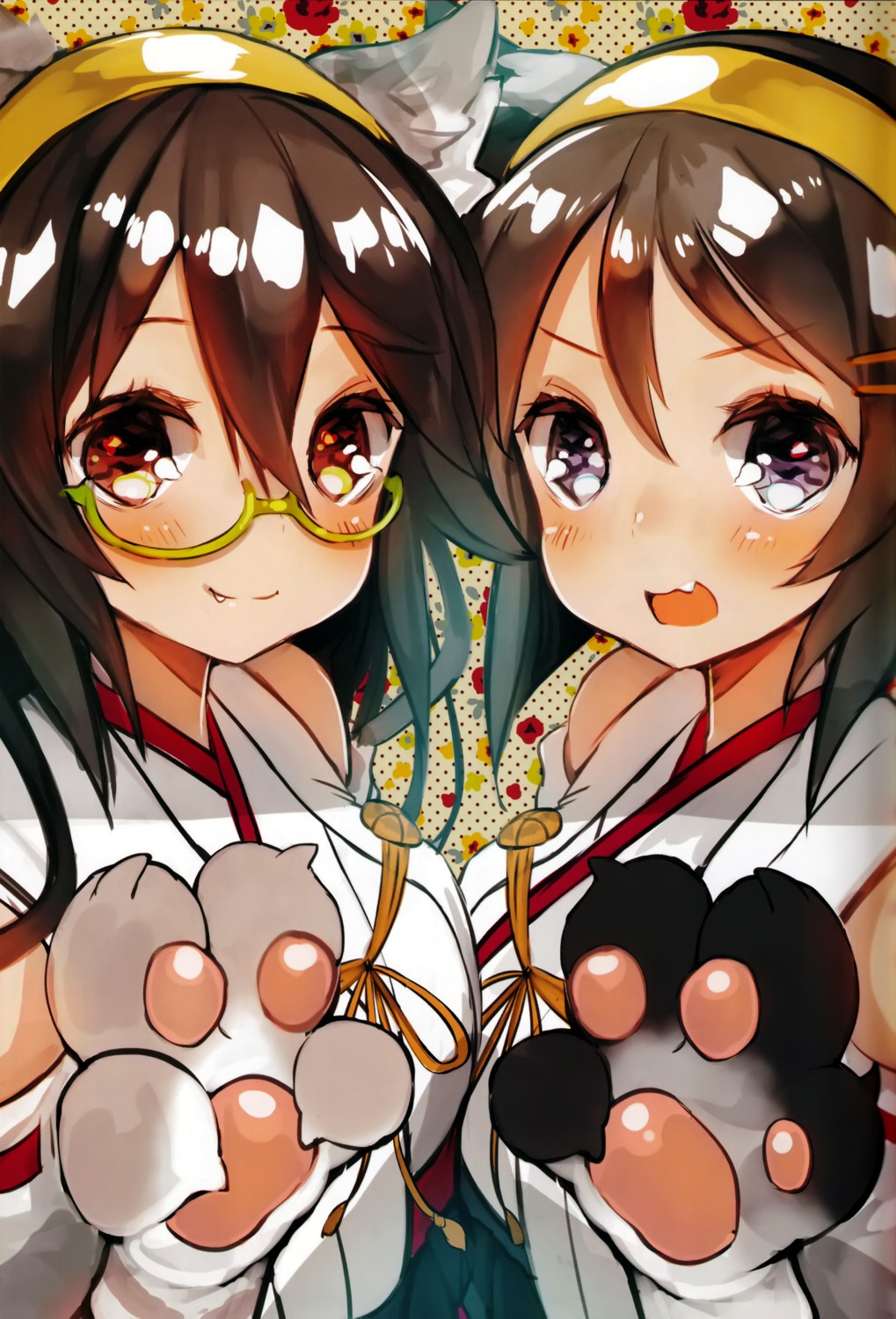 animal_ears hiei_(kancolle) kantai_collection kirishima_(kancolle) megane suzuho_hotaru