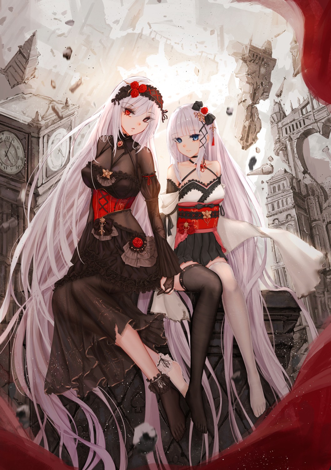 gothic_lolita japanese_clothes lolita_fashion no_bra see_through thighhighs yuzuriha