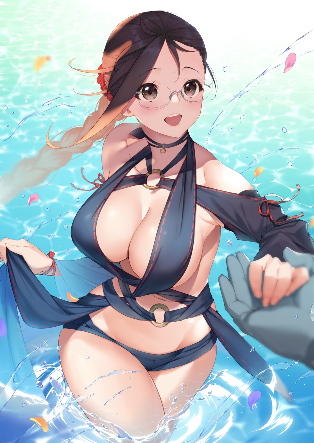 arrow_(tamawo222) consort_yu_(fate/grand_order) fate/grand_order megane swimsuits wet