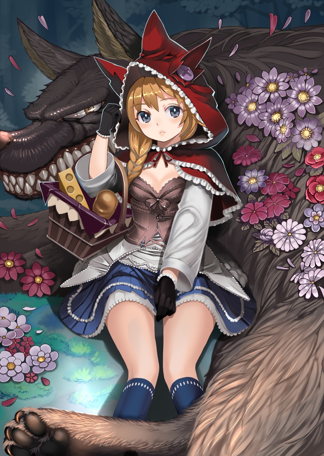 big_bad_wolf cleavage little_red_riding_hood_(character) ryou_(effort)