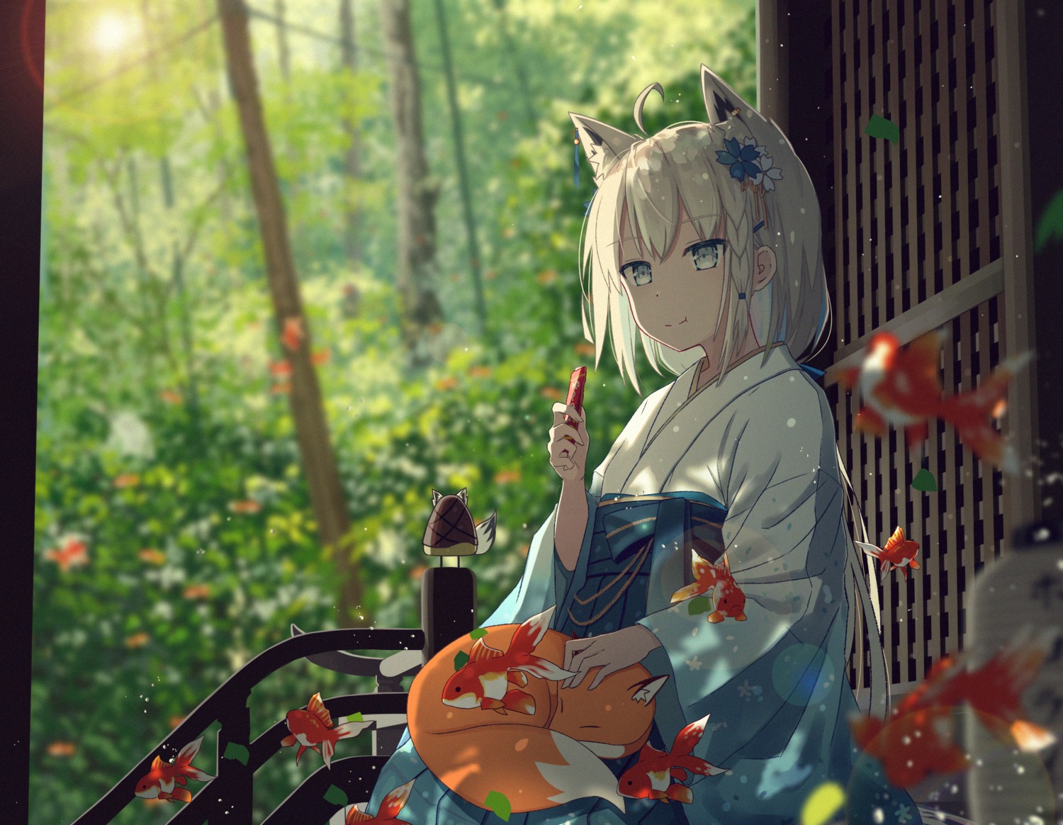 animal_ears hololive hololive_gamers japanese_clothes kitsune koyuki_ekaki shirakami_fubuki