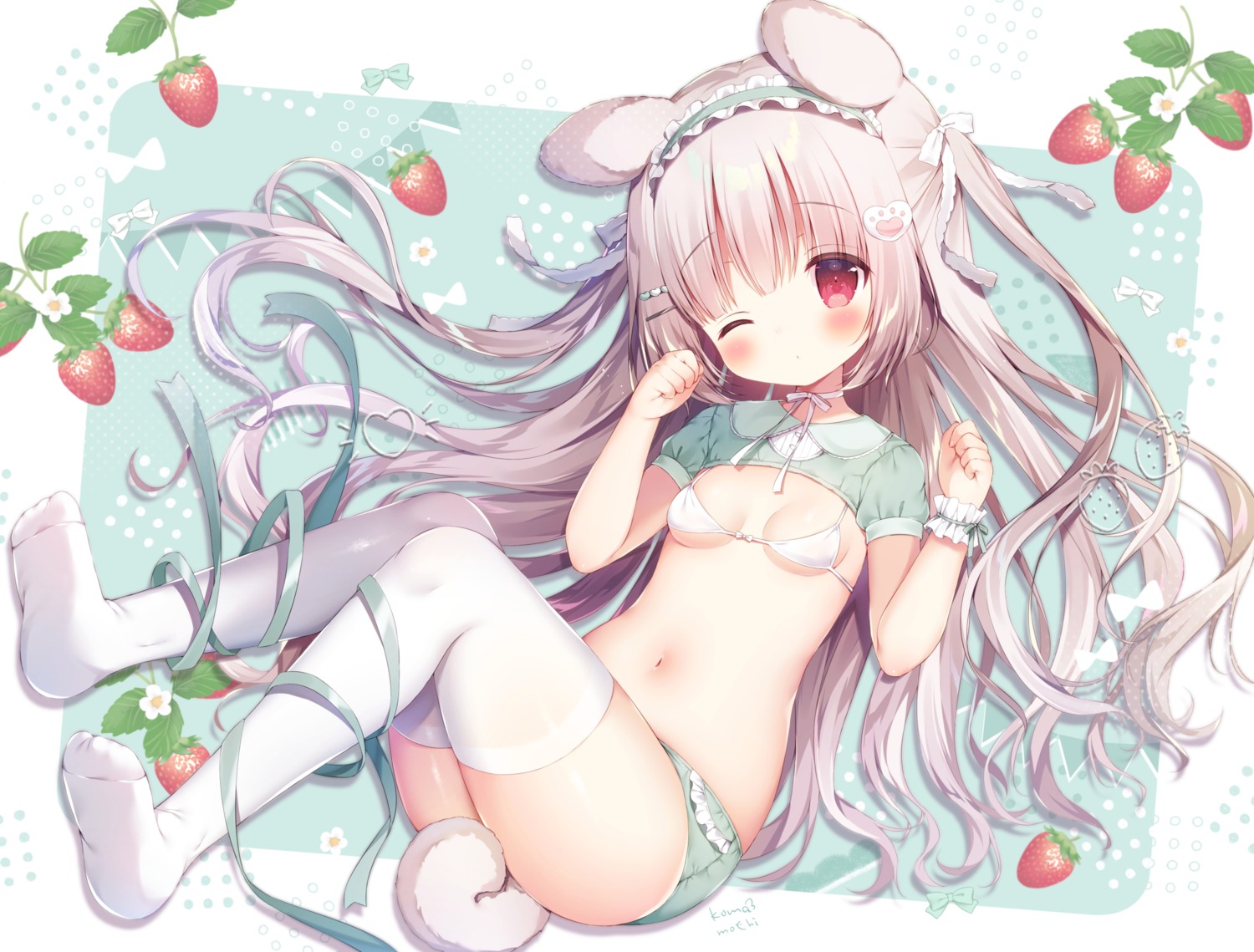 animal_ears bra feet loli momozu_komamochi pantsu tail thighhighs