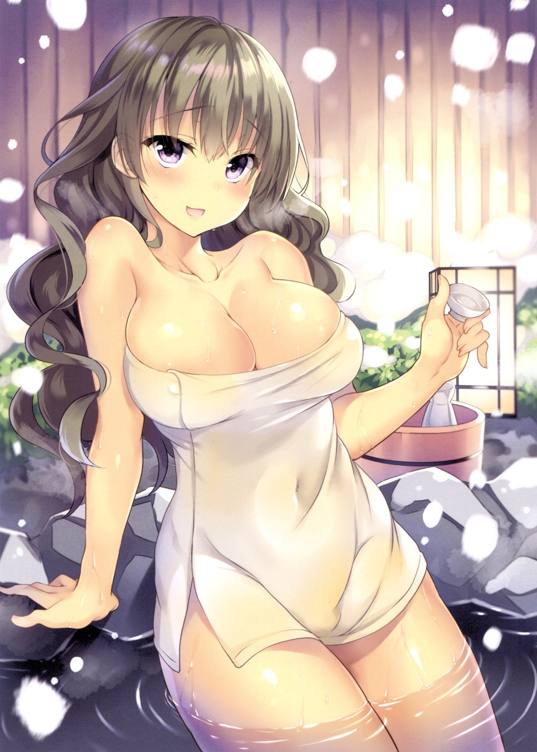 onsen sake sansyoku_amido. towel wet