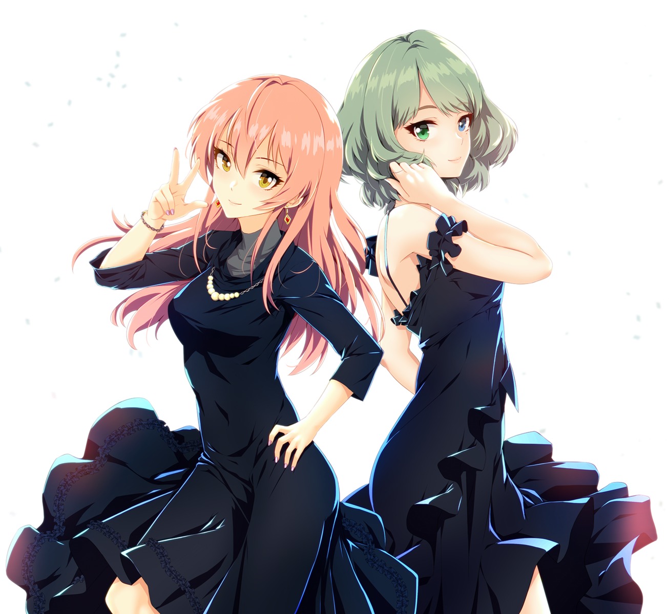 dress heterochromia infinote jougasaki_mika takagaki_kaede the_idolm@ster the_idolm@ster_cinderella_girls