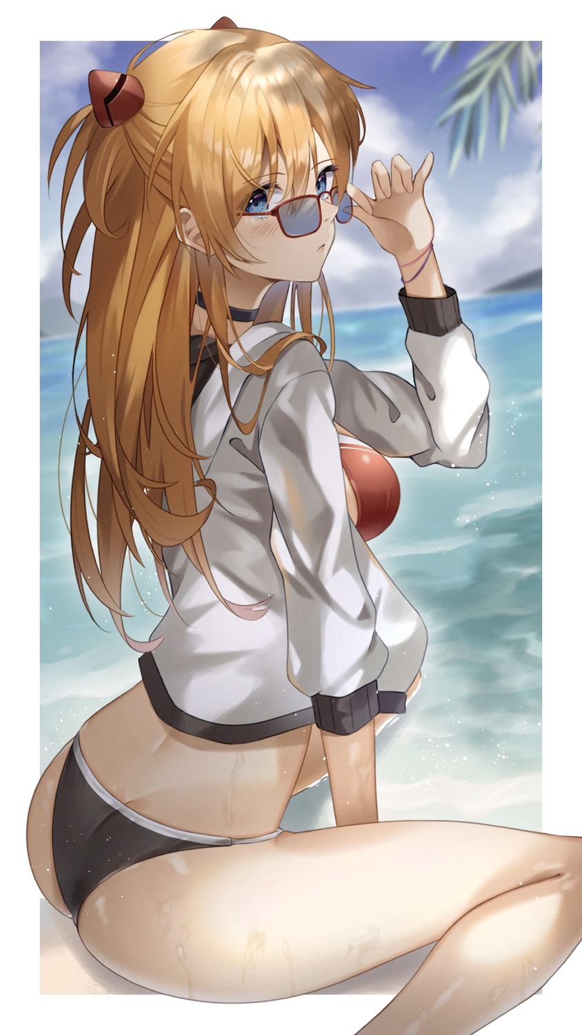 @shun ass bikini megane neon_genesis_evangelion souryuu_asuka_langley swimsuits wet